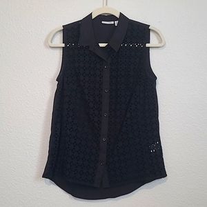 ‼️LAST CALL HALOGEN Crochet Peplum Sleeveless White XSmall